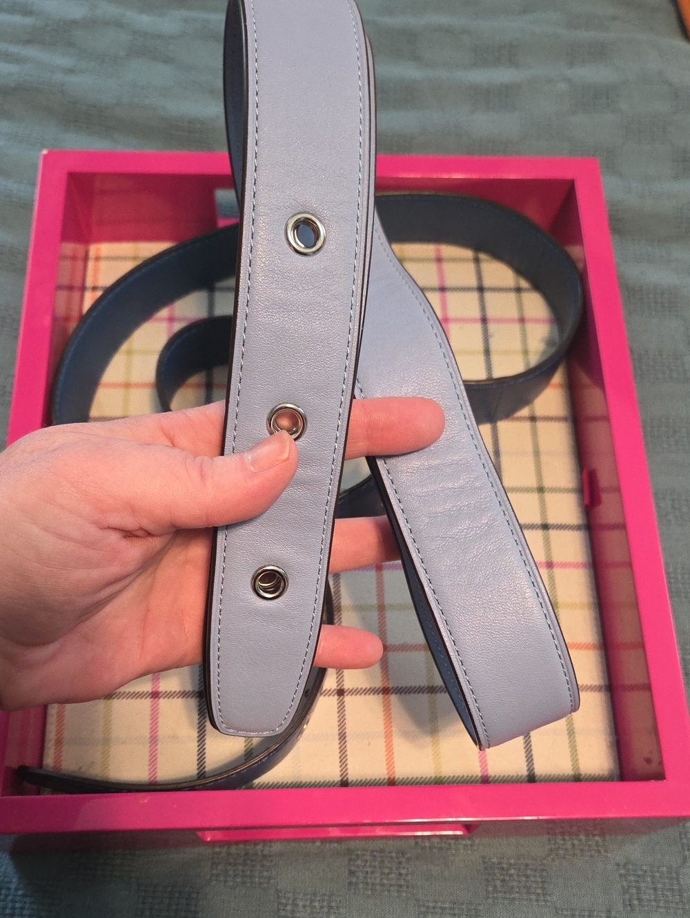 Set Of 2 COACH DUFFLE straps In Light Blue And Navy LEATHER with Silver Hardware